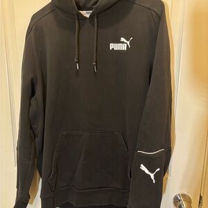 PUMA Men's Black Hoodie with White Logo